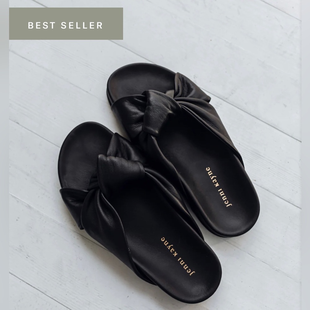 Jenni Kayne Leather Knot Sandal (Color Black, Size 39/9)